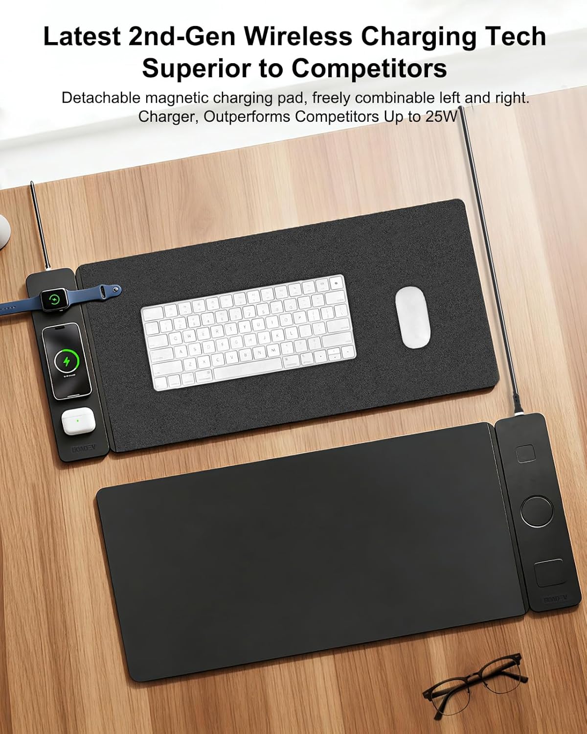 PowerPad - The Gen-2 Hybrid Desk Mat with Integrated 25W 3-in-1 Fast Charging.