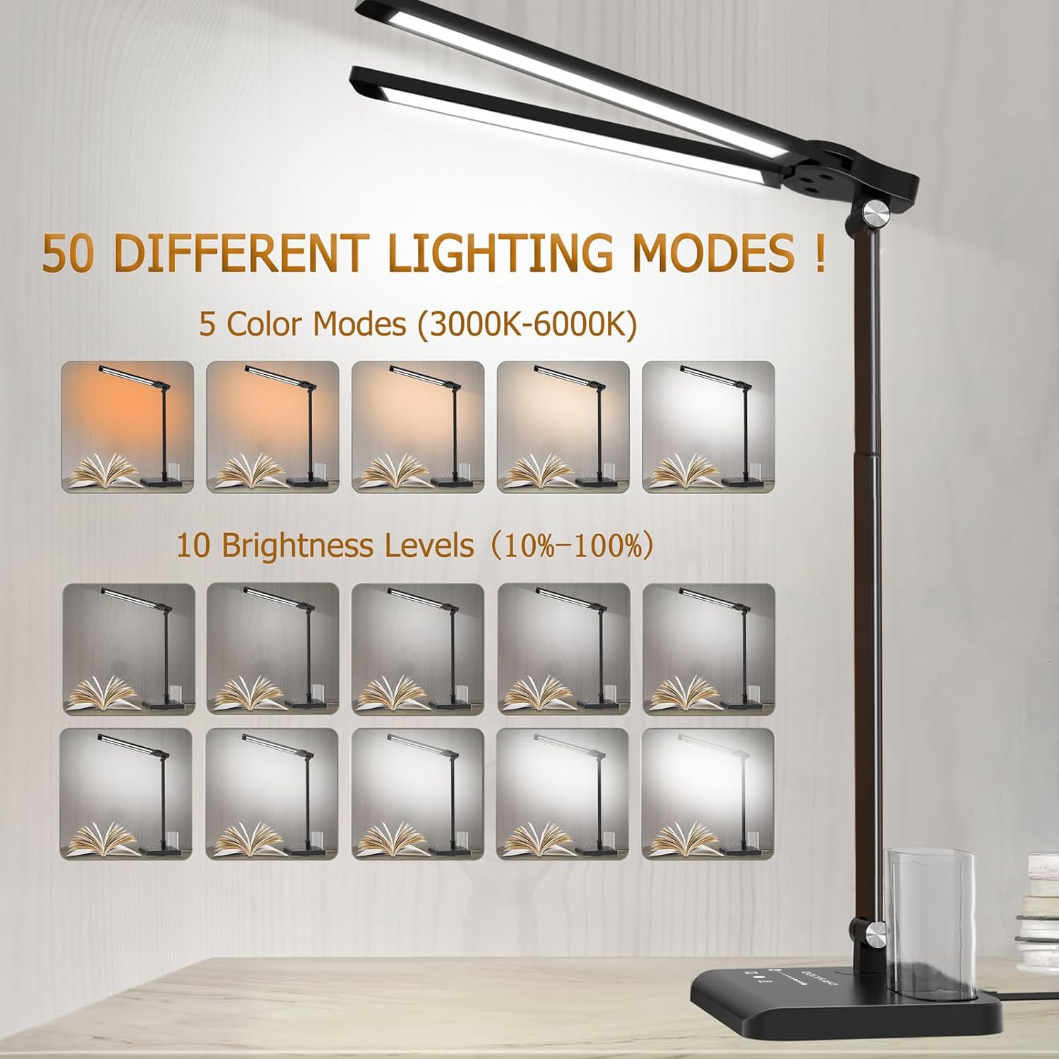 Architect Pro - The Dual-Swing LED Architect Lamp with 50 Lighting Modes Integrated USB Charging.