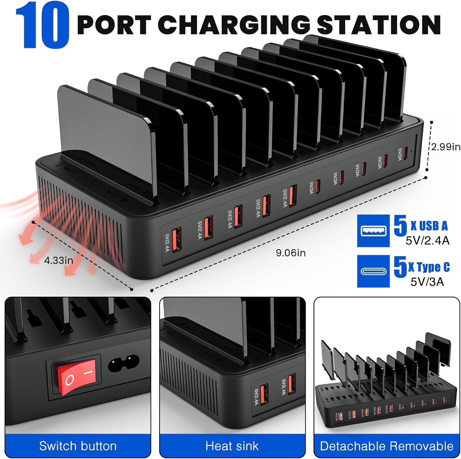PowerStation 100W - The 100W Smart-IC Multi-Device Charging Station.